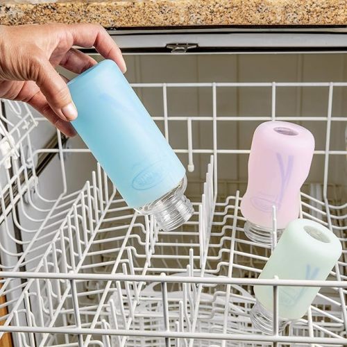 Dr. Brown's Natural Flow Options+ Glass Baby Bottle Sleeves,100% Silicone,5 oz,Wide-Neck,Pink - 5 oz, Pink