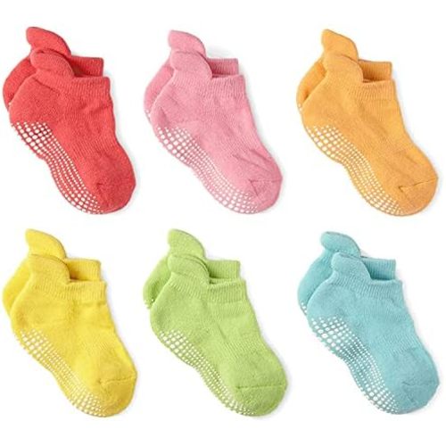 LA ACTIVE Non Slip Grip Ankle Boys and Girls Socks with Non Skid for Babies Toddlers and Kids Back to School