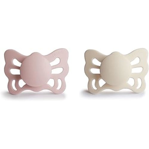 0-6 Months FRIGG Butterfly Anatomical Pacifier | BPA-Free (Cream/Blush)