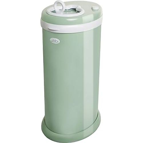 Ubbi Steel Diaper Pail, Odor Locking, No Special Bag Required, Award-Winning, Registry Must-Have, Sage Green