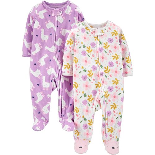 Simple Joys by Carter's Baby Girls' Fleece Footed Sleep and Play, Pack of 2