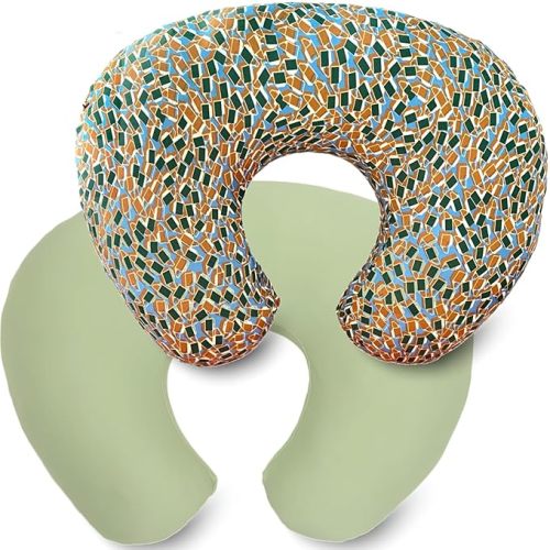 2 Pack Ultra Soft Original Boppy Compatible Pillow Covers Boy, Stretchy Nursing Pillow Cover Girl, Easy to Use & Clean (Dusty Green,Terracotta Tile)