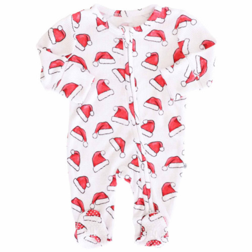 Christmas Bamboo Waffle Zipper Footies