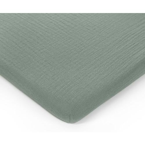 Comfy Cubs Muslin Bassinet Sheet - 100% Soft Cotton Fabric, Breathable & Gentle for Baby’s Sensitive Skin - Universal Fit with Secure Elastic Edging, Gift-Ready Packaging - Fern