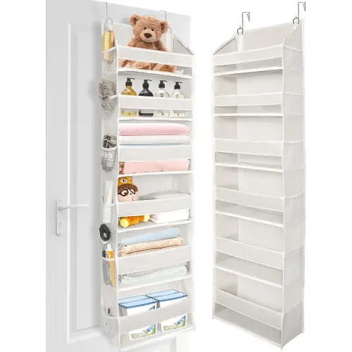 ULG Over The Door Organizer with 6 Large Pockets 12 Side Pockets, 50lbs Weight Capacity Door Hanging Organizer for Bedroom, Bathroom, Pantry, Nursery Storage, Beige