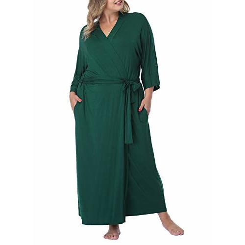 Women Kimono robe Plus Size Long Sleepwear Knit Bride Bridesmaid Robe Lightweight Bathrobe Soft Nightwear Bridal party