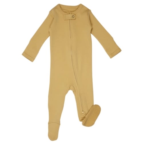 Organic Zipper Footie in Honey – L'ovedbaby (NB)
