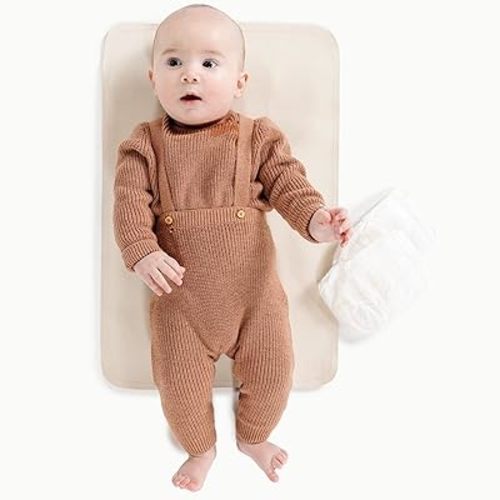 Gathre Premium Baby Changing Mat (14 x 22 inches) Foldable, Wipeable & Water Resistant Leather Bed Pad for Infant Changing Table | Portable Diaper Changing Station for Home & Travel Use (Ivory)