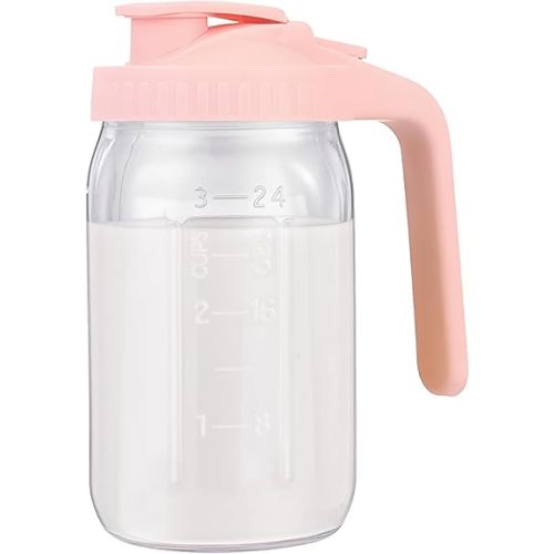 Breast Milk Pitcher with Leak-proof Flip Cap – 32oz Wide Mouth Mason Jar Pitcher for Breastmilk Storage Glass Breastmilk Jar Canister Resistant to Heat or Cold, Easy to Pour Spout