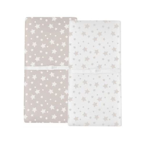 Ely's & Co. Baby Changing Pad Cover - Cradle Sheet 100% Combed Jersey Cotton Tan Drawn Star 2 Packs