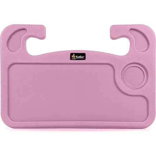 EcoNour 2 in 1 Car Steering Wheel Desk | Steering Wheel Tray for Laptop and Food | Pink Table Tray for Eating with Drinks Holder | Car Accessories