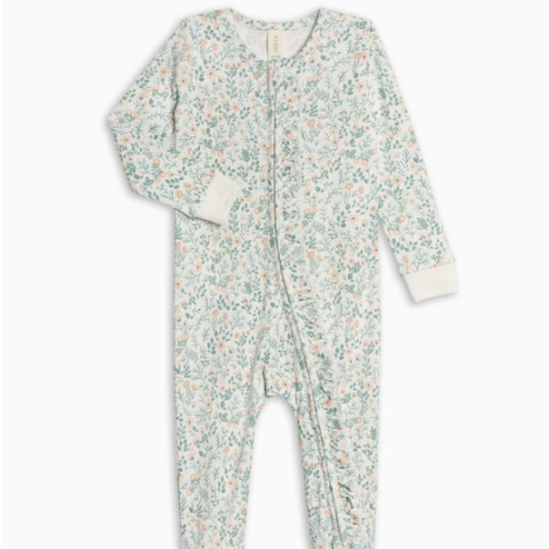 Neve Ruffle Zipper Footed Romper