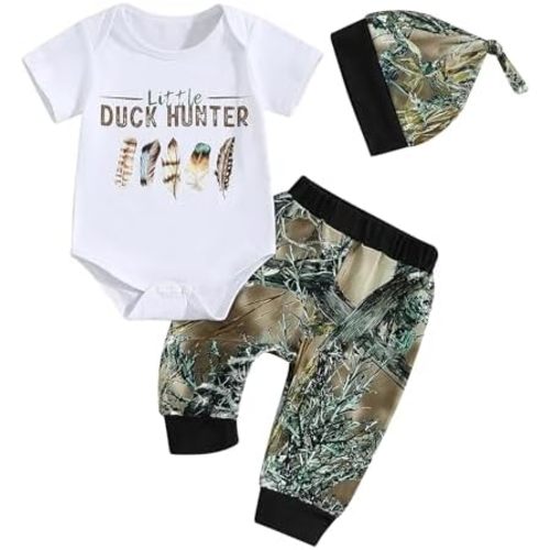 Hunting Baby Clothes Newborn Infant Boys Duck Deer Hunting Bodysuit and Jungle Camo Pants Outfit Set