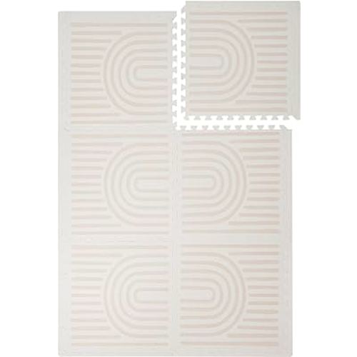 Toddlekind Playmat - Premium Foam Playmat, 4 x 6 feet Premium Quality Foam Play Mat for Babies/Toddlers, Stylish, Non-Toxic, Odorless, Linear-Linen (Cream)