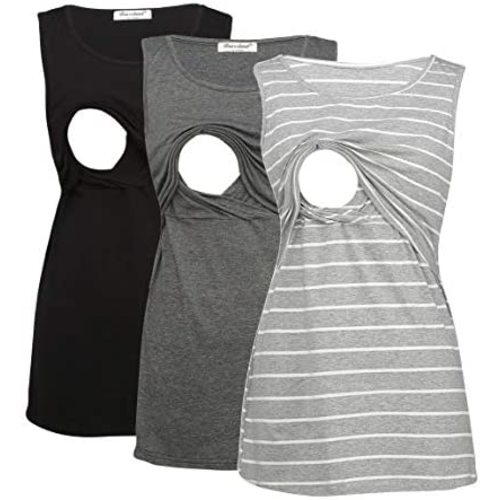 Bearsland Women's Sleeveless Maternity Nursing Tank Tops Breastfeeding Shirts