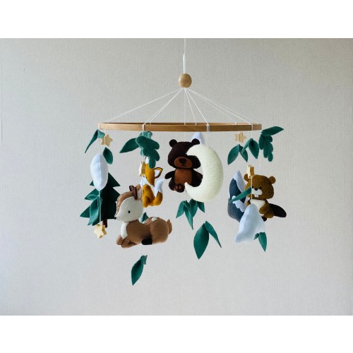 Baby mobile woodland nursery, fox mobile, hanging crib mobile, girl mobile, baby mobile boy, baby shower gift, gift for future mother