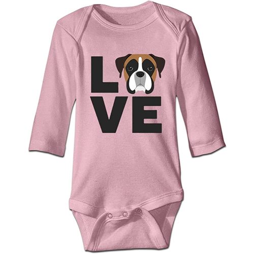 DOQOSESHY Love Boxer Dog Baby Boutique Infant Bodysuit Short Sleeve/Long Sleeve Outfit Unisex Toddler Rompers