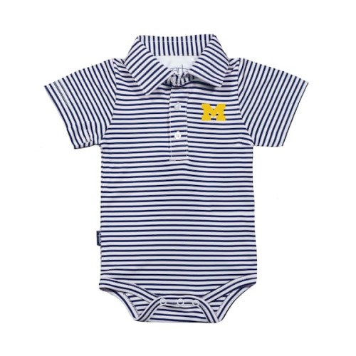 Michigan Wolverines Garb Infant Carson Polo Bodysuit - Navy/White