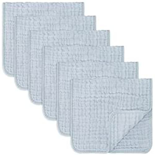 Comfy Cubs Muslin Burp Cloths Large 100% Cotton Hand Washcloths for Babies, Baby Essentials 6 Layers Extra Absorbent and Soft Boys & Girls Baby Rags for Newborn Registry (Slate, 6-Pack, 20" X10") : Baby
