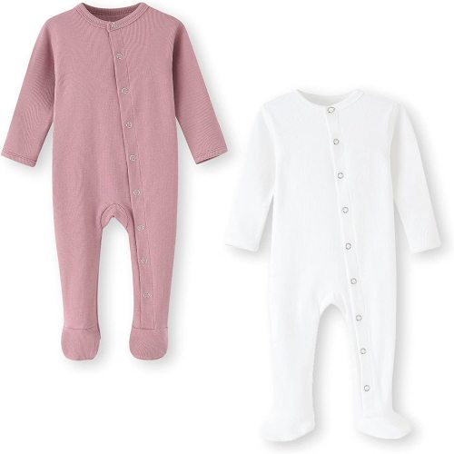 ACESTAR Newborn Baby Footed Pajamas with Mitten Cuffs - Cotton Snap-Up Baby Sleepers for Sleep and Play Footies 0-12 Months
