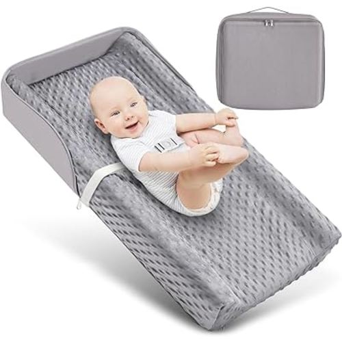 Portable Baby Diaper Changing Pad with Soft Cover & Handle, Waterproof Lining Foam Contoured Changing Table Pad for Dresser, Prefect Gift for Travel Outdoor (32”×16”)
