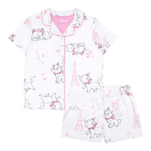 Marie the Aristocat Girls Button Front Short Sleeve Top & Short Pajama Set, Sizes 4-10