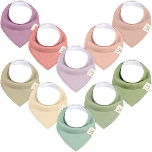 KeaBabies 10pk Organic Baby Bandana Bibs, Baby Drool Bibs for Baby Girl, Boy, Baby Bibs for Toddler, Infant, Newborn (Cupcake)
