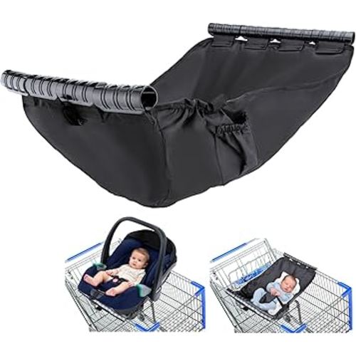 Shopping Cart Hammock, Hammock for Wagon Stroller, Holds Car Seats Securely, for Sleeping in Car Seat While Parents Shop, Easy Attach and Take Off, with Adjustable Straps for Security, Black