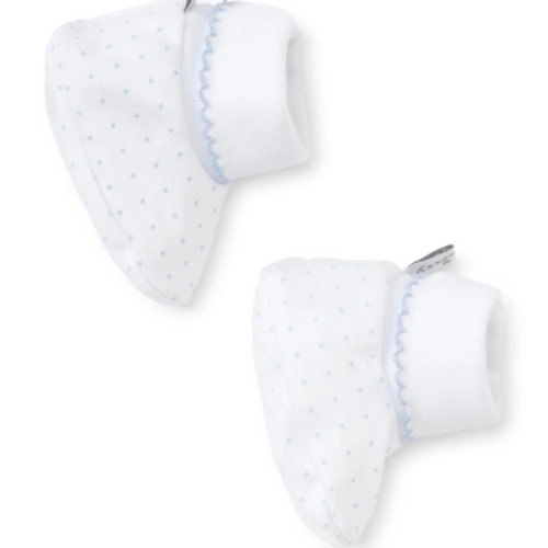White/Blue New Kissy Dots Print Booties