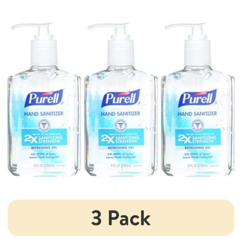 (3 pack) Purell Advanced Hand Sanitizer Refreshing Gel, 8 oz Pump Bottle (Adult)