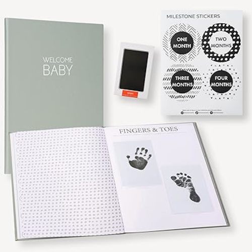 Nora's Nursery Baby Memory Book for Girl or Boy - 60 Pages Baby Book with Faux Leather Cover - Essential Baby Book Keepsake for New Parents - Baby Album and Memory Book for Your Child's First 5 Years