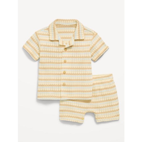 Crochet Sweater-Knit Shirt and Shorts Set for Baby
