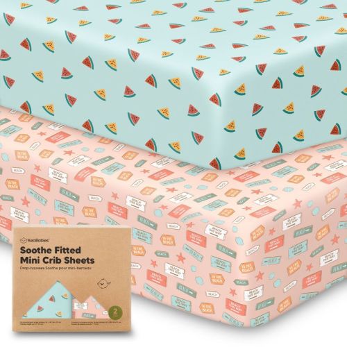 KeaBabies Mini Crib Sheets for Baby Girls, Boys, 2-Pack Soothe Pack and Play Sheets Fitted, Organic Pack N Play Mattress Sheet