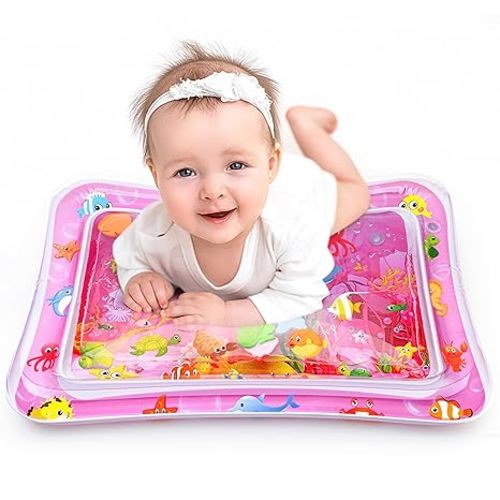 Yeeeasy Tummy Time Water Mat for Girl, Water Play Mat for Babies Inflatable Tummy Time Water Play Mat for Infants and Toddlers 3 to 12 Months Promote Development Toys Cute Baby, Pink - Purple Pink