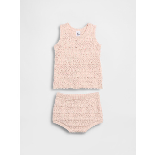 Baby Crochet Stripe Vest Outfit Set