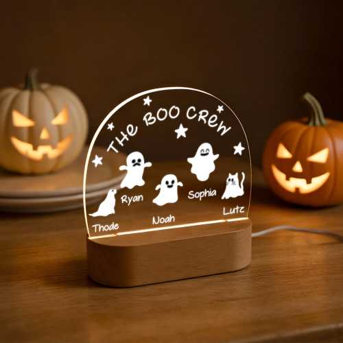 Personalised Halloween Ghost Family Night Light,Our Boo Crew,Family Halloween Sign,Spooky Decor For Kids,Halloween Gift,Halloween Home Decor