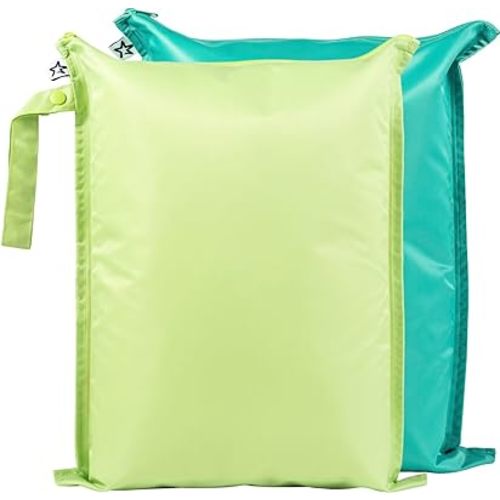 Tiny Twinkle Mess-proof Wet Bags 2 Pack Waterproof and Washable Bag for Travel storage, Stroller, Daycare, Baby Diapers, Yoga, Beach, Pool, Wet Toddler Swimsuits