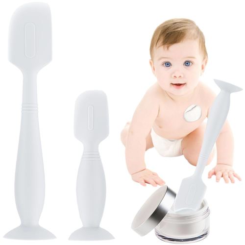 Baby Diaper Cream Spatula,2Pack Silicone Diaper Cream Applicator Baby Butt Paste Spatula Diaper Cream Brush for Newborn Baby, 1 x Large Size,1 x Small Size (White)