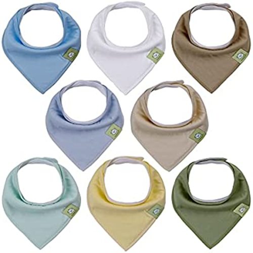 8-Pack Organic Baby Bandana Drool Bibs – Stylish Unisex Bandana Bibs - Super Absorbent Bandana Drool Bibs – Gentle Teething Bibs for Infants - Organic Cotton Baby Bib (Daybreak)