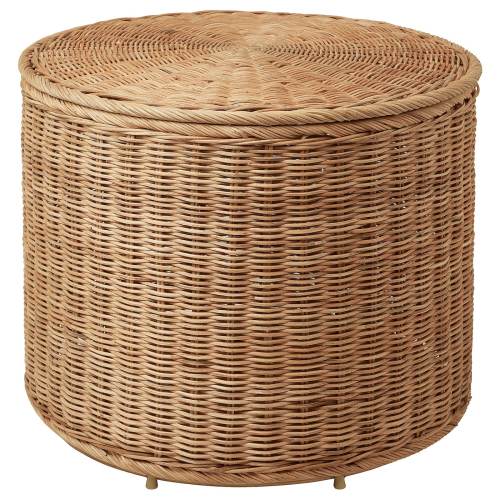 TOLKNING Ottoman with storage - handmade rattan