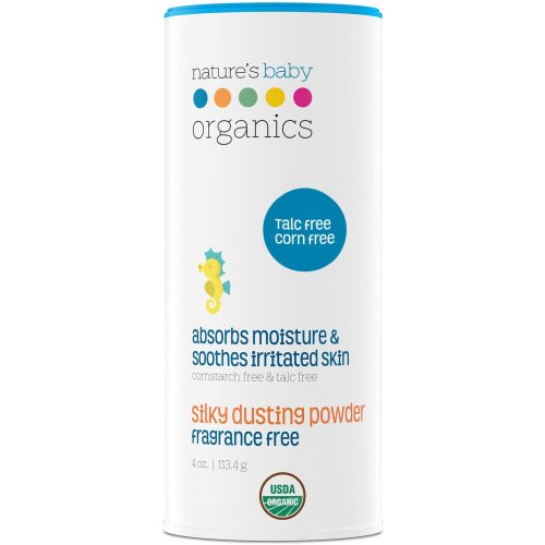 Nature's Baby Organics Baby Powder Talc Free Corn Free Dusting Powder with Aloe Soft Gentle 100% Organic Baby Powder Hypoallergenic Fragrance Free, 4 oz (125 ml) - 4 Ounce (Pack of 1)