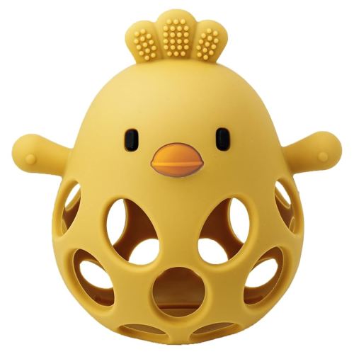 Baby Teething Toy, Easy-to-Grasp Sensory Teether for Infants 3–12 Months, 100% Food-Grade Silicone, Teething Relief & Developmental, BPA Free (Ginger)