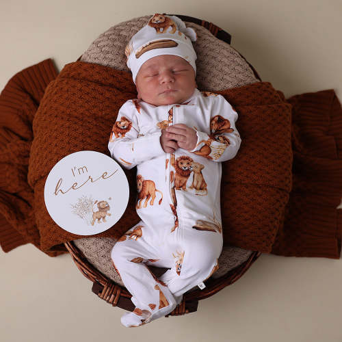 Lion Organic Baby Snuggle Sleepsuit Footie | Snuggle Hunny