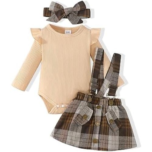 Newborn Infant Baby Girl Dress Clothes Winter Outfits Top Romper Overalls Dresses Suspender Skirt Set for Girls