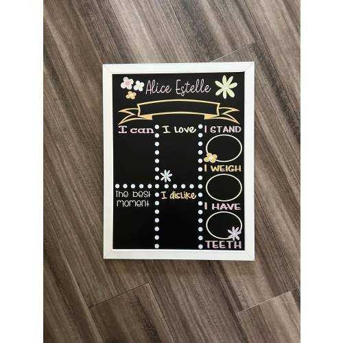 Retro Flowers Milestone Chalkboard, baby stat board, Baby milestone board, Monthly milestone sign, retro theme photo prop board, floral