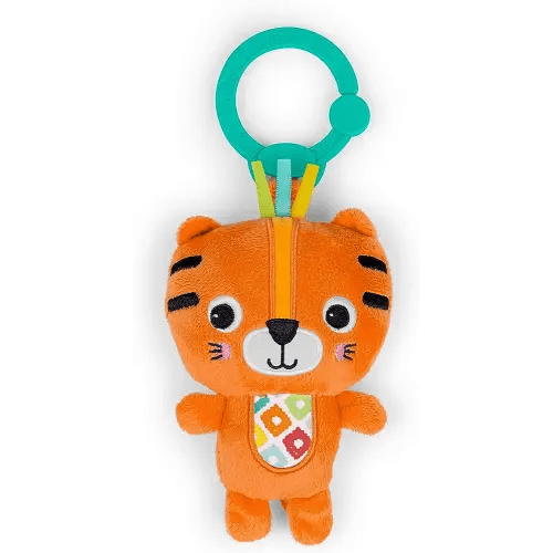 Bright Starts Jingle Joy Reach & Rattle Toy for Stroller - Tiger with Chime Sounds - Unisex, Newborn +