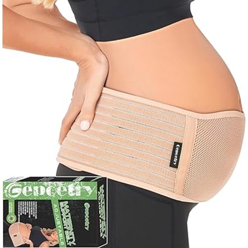 Maternity Belly Band for Pregnant Women | Pregnancy Belly Support Band for Abdomen, Pelvic, Waist, & Back Pain | Adjustable Maternity Belt | For All Stages of Pregnancy & Postpartum (Beige)