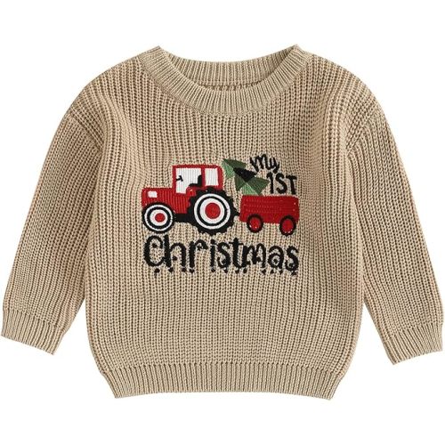 Baby Girl Boy Cute Gingerbread Man Embroidery Long Sleeve Oversized Sweater Newborn Infant Christmas Outfits