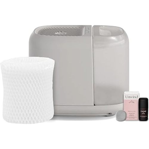Canopy Bedside Moonstruck Humidifier 36 HR Run Time, 2.5L Capacity - Help Alleviate Symptoms of Allergies, Flu, Cold, Dry Skin Includes Humidifier, Unwind Aroma, Filter, Power Cord & Adapter