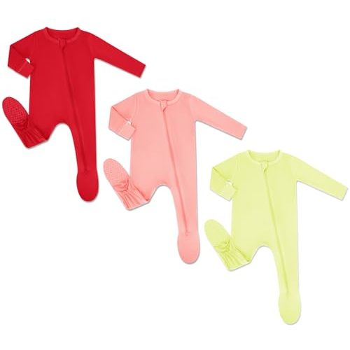 HAPIU Rayon from Bamboo Baby Footed Pajamas, 2 Way Zipper YKK, Footie for Baby Boy Girls, Newborn-24 Months